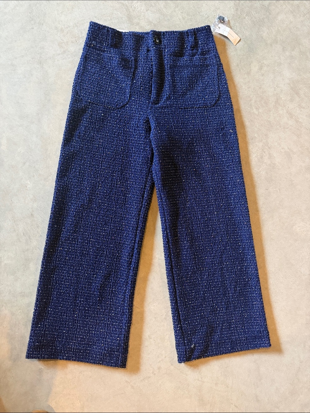 *Anthropologie Maeve The Colette Navy Tweed Cropped Wide-Leg Pants - Picture 6 of 7
